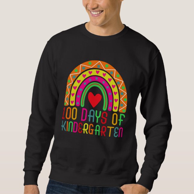 Sudadera 100 Days Of Kindergarten Rainbow Student Teacher (Anverso)