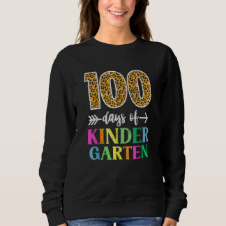 Sudadera 100 Days Of Kindergarten School Teacher Leopard 10