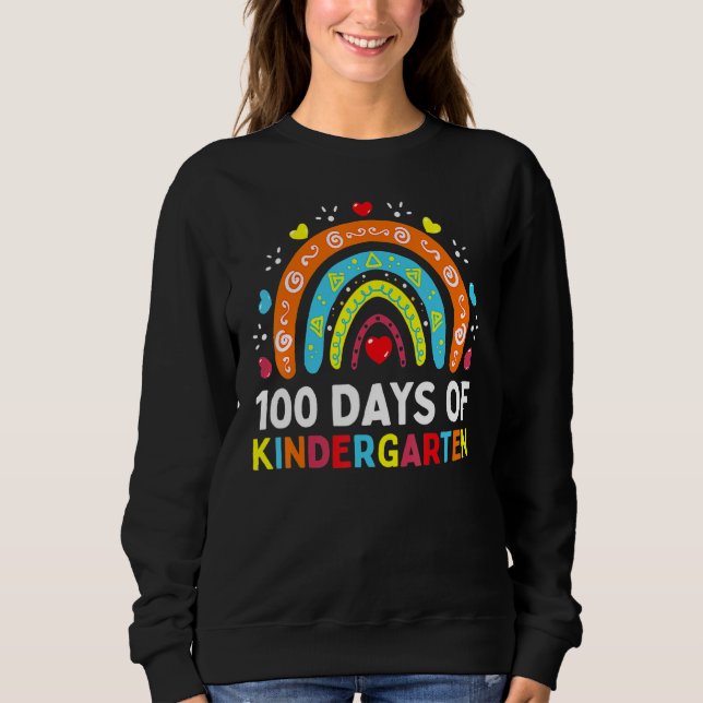 Sudadera 100 Days Of Kindergarten School Teacher Smarter Ra (Anverso)