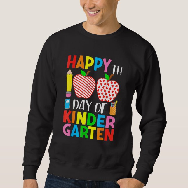 Sudadera 100 Days Of Kindergarten Teacher & Student Hearts  (Anverso)