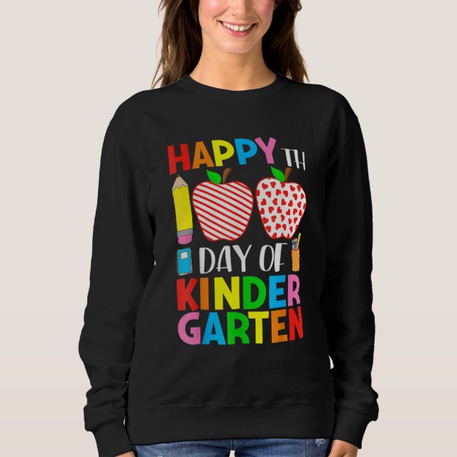 Sudadera 100 Days Of Kindergarten Teacher & Student Hearts  (Anverso)