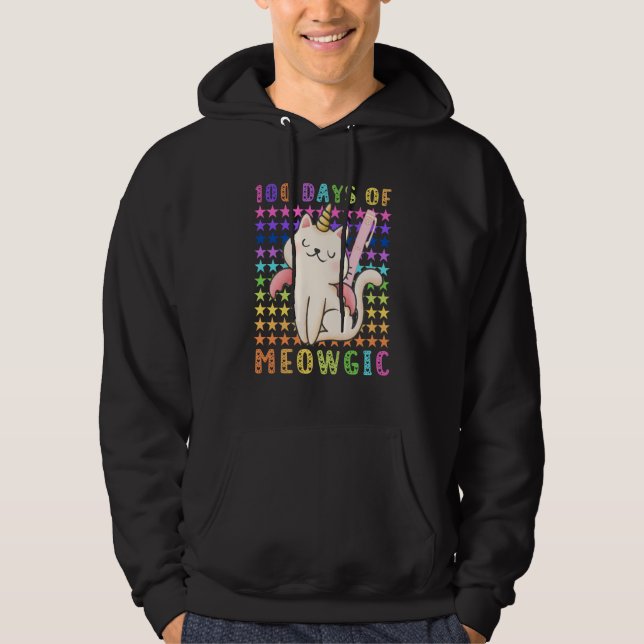 Sudadera 100 days of meowgic 100 days of school unicorn cat (Anverso)