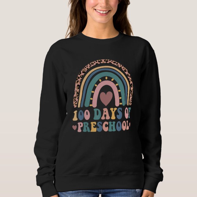 Sudadera 100 Days of Preschool 100th Day Of School Rainbow  (Anverso)