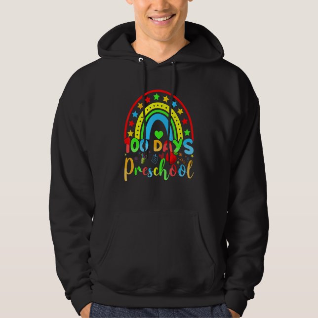 Sudadera 100 Days of Preschool Teacher  100 Days Smarter Ra (Anverso)