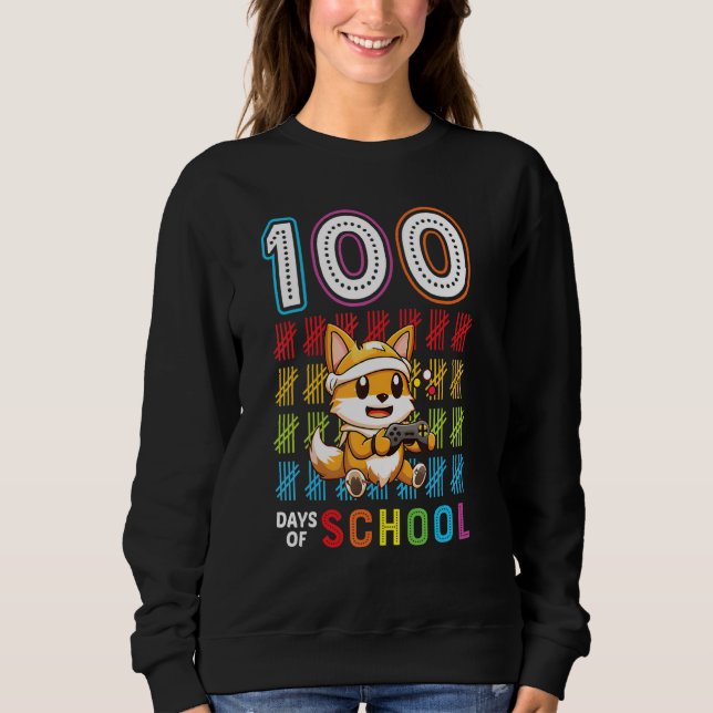 Sudadera 100 Days of School 100th Day of School Fox (Anverso)