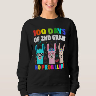 Sudadera 100 Days Of School 2nd Grade No Probllama Llama Bo