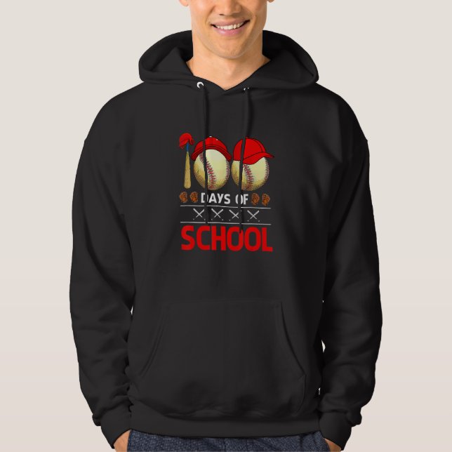 Sudadera 100 Days Of School  Baseball 100 Days Smarter 100t (Anverso)