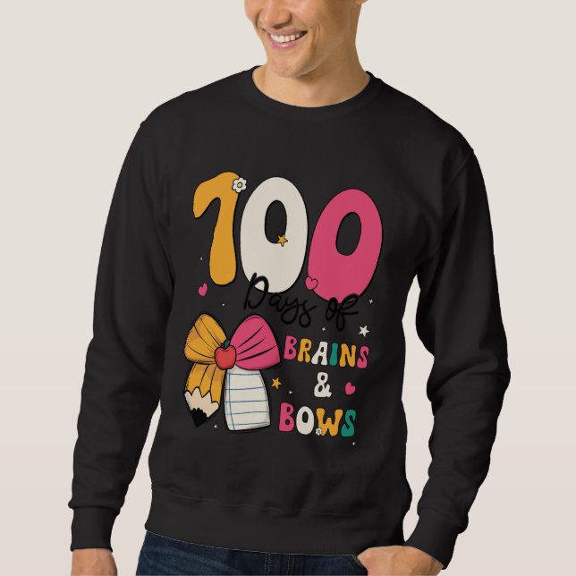 Sudadera 100 Days of School Brains and Bows 100th Day of Sc (Anverso)