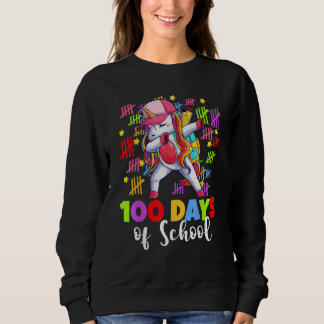 Sudadera 100 Days Of School Dabbing Unicorn Kids Girls 100