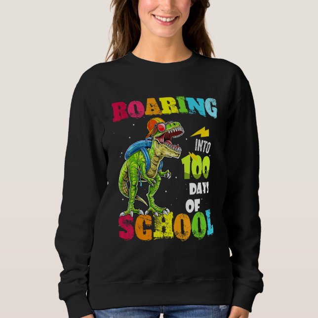Sudadera 100 Days Of School Dinosaur rex Wearing Mask Smart (Anverso)