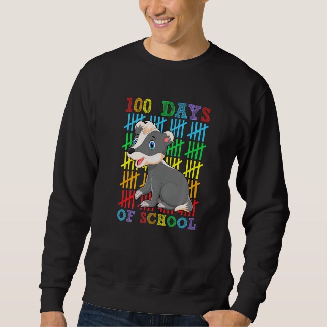 Sudadera 100 Days of School Honey Badger  100th Day School (Anverso)