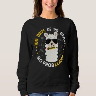 Sudadera 100 Days of School Llama Girls 1st Grade No Prob C
