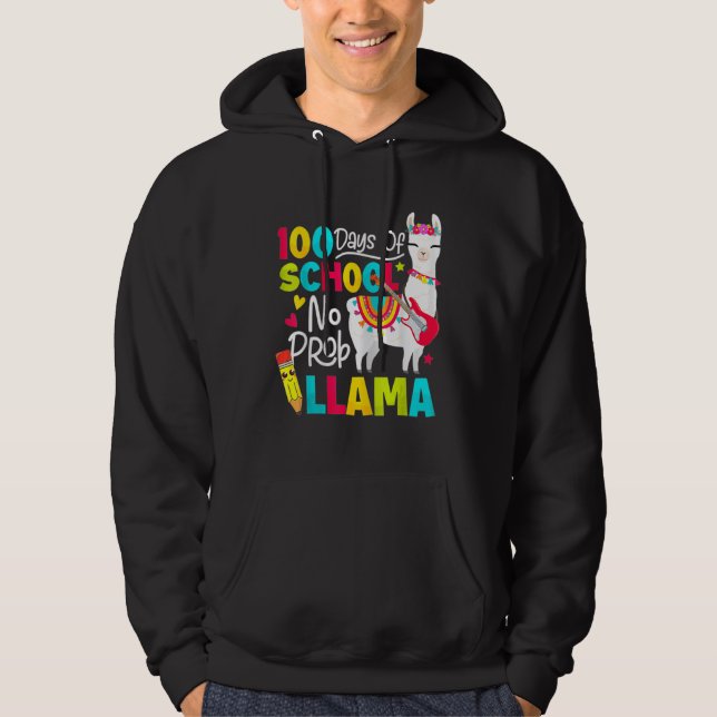 Sudadera 100 days of school no prob llama (Anverso)