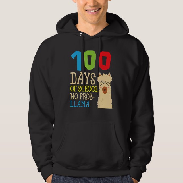 Sudadera 100 Days Of School No Prob-llama Cute Alpaca Stude (Anverso)