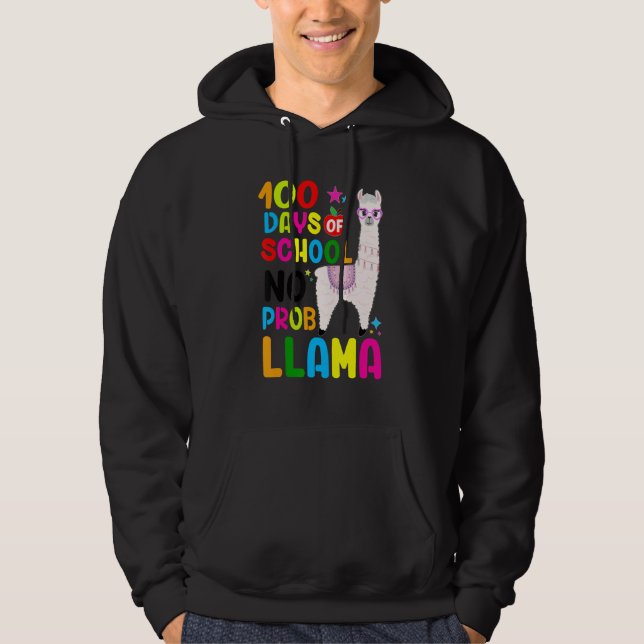 Sudadera 100 Days Of School No Prob-llama Llama Teacher 100 (Anverso)