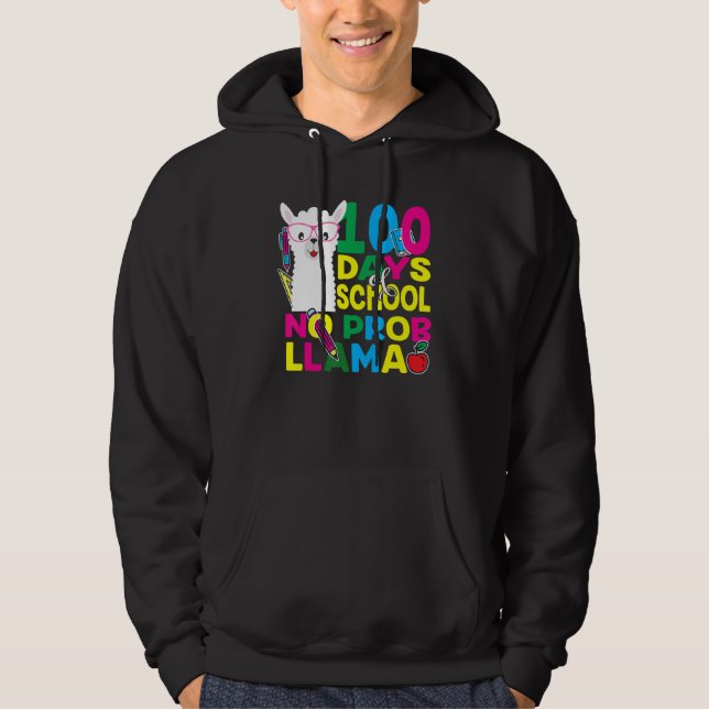 Sudadera 100 Days Of School No Prob-llama Llama Teacher And (Anverso)