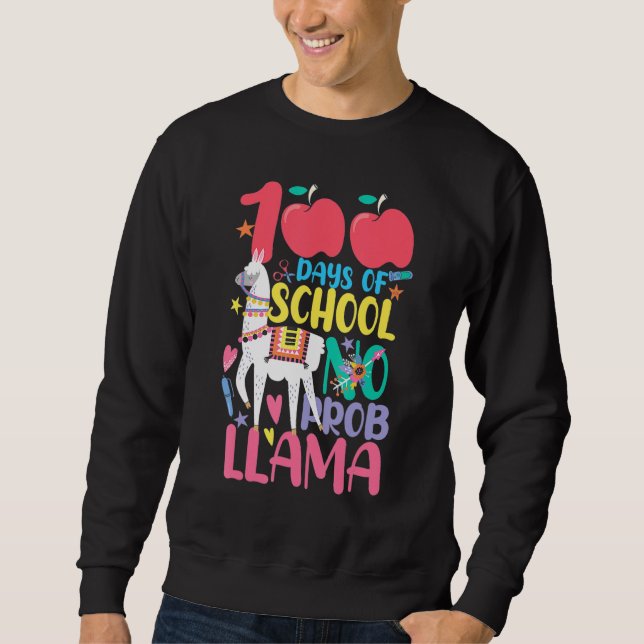 Sudadera 100 Days Of School No Problama Llama 100th Day_3 (Anverso)