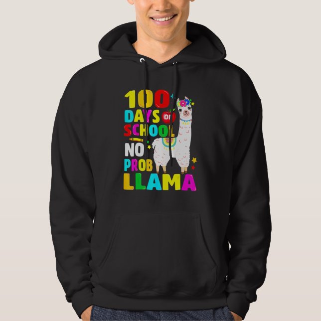 Sudadera 100 Days Of School No Problem Llama Girl 100th Day (Anverso)