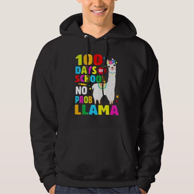 Sudadera 100 Days Of School No Problem Llama Girl 100th Day (Anverso)