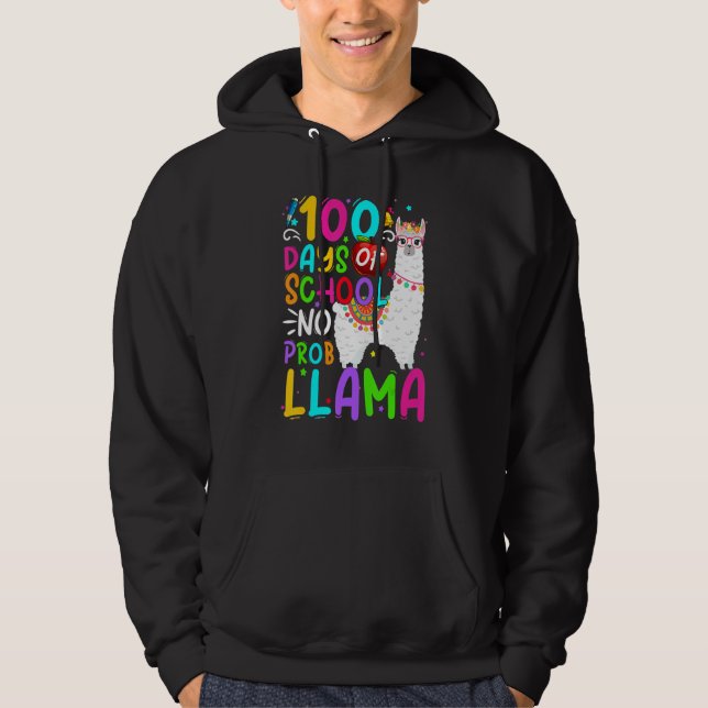 Sudadera 100 Days of School No Probllama Cute Llama 100th D (Anverso)