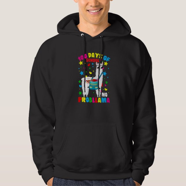 Sudadera 100 Days of School No Probllama Llama 100th Day Of (Anverso)