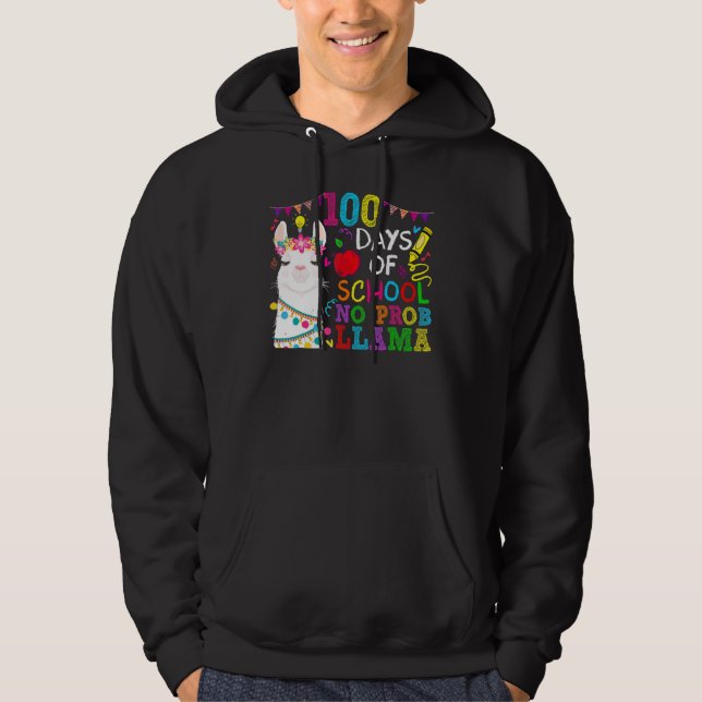 Sudadera 100 Days of School No Probllama Llama 100th Day Te (Anverso)