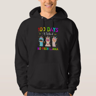 Sudadera 100 Days Of School No Probllama Llama Happy 100th 
