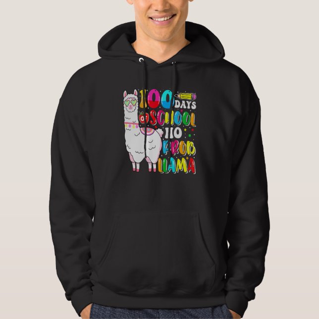 Sudadera 100 Days Of School No Probllama Llama Lover Happy  (Anverso)