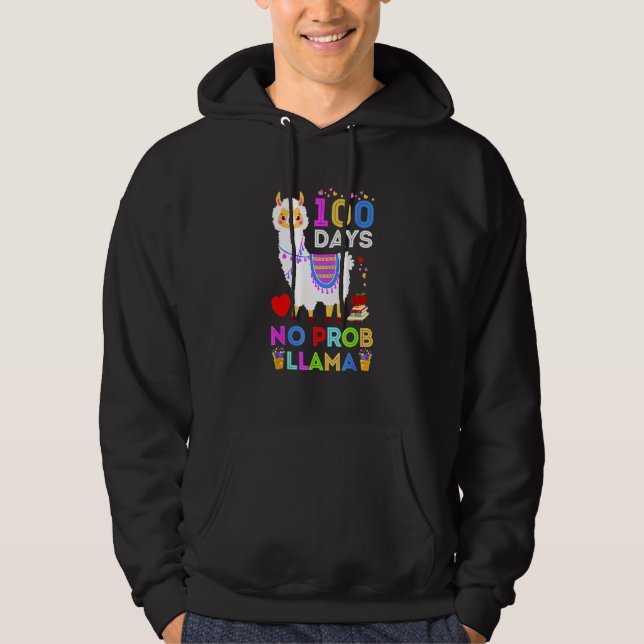 Sudadera 100 Days Of School No Probllama Llama Teachers Stu (Anverso)