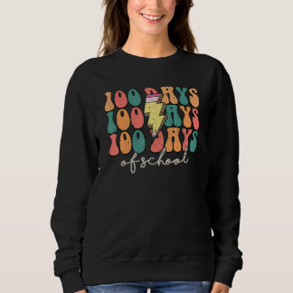 Sudadera 100 Days Of School Pencil Lighting Bolt Retro Girl