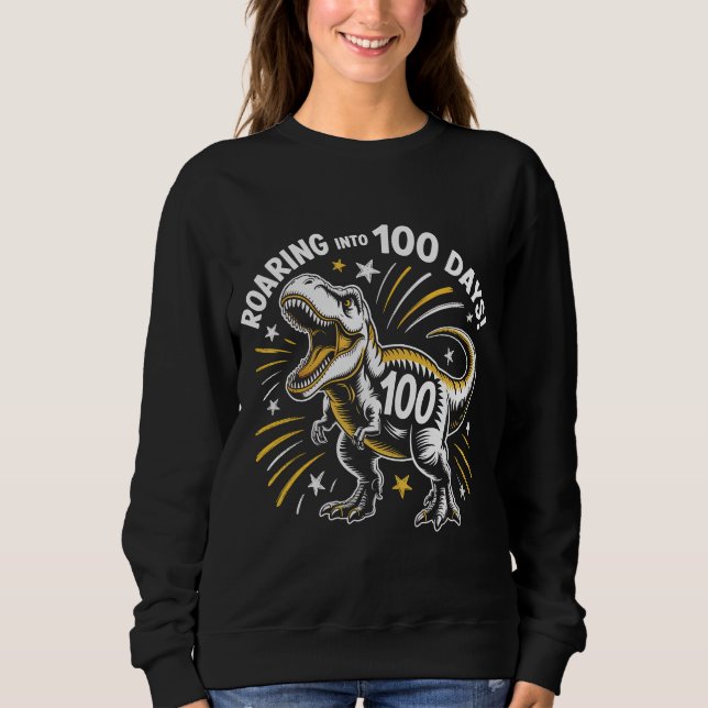 Sudadera 100 Days of School Retro Athletic Roaring T-Rex Di (Anverso)