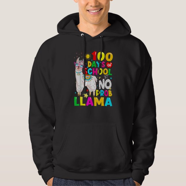 Sudadera 100 Days Of School Shirt No Probllama Llama 100th  (Anverso)