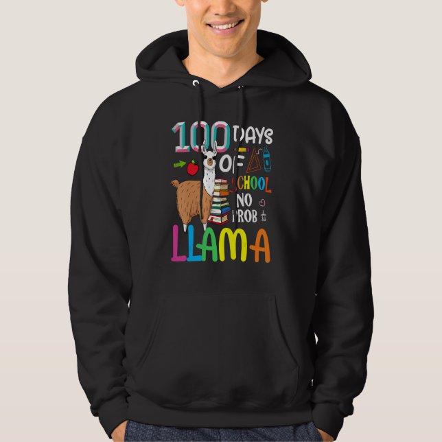 Sudadera 100 Days Of School Shirt No Probllama Llama 100th  (Anverso)