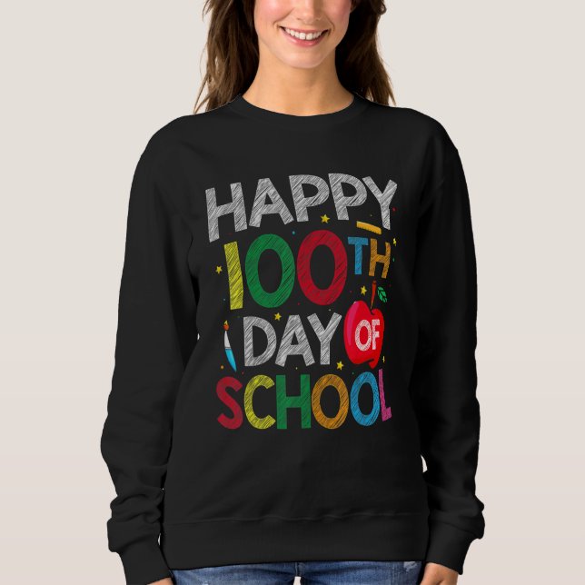 Sudadera 100 Days Of School Teacher and Kids Happy 100th Da (Anverso)