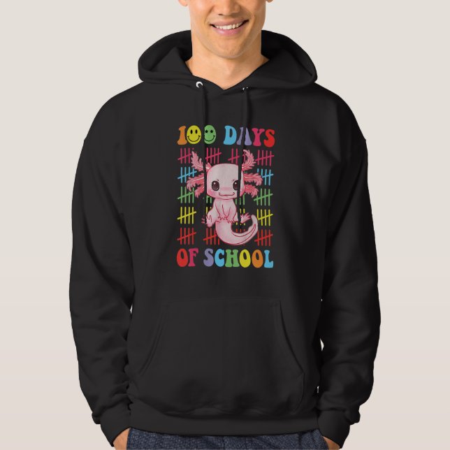 Sudadera 100 Days of School Teacher Happy 100 Days Axolotl  (Anverso)