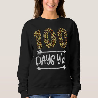 Sudadera 100 Days Of School Y'all Leopard Print 100th Teach