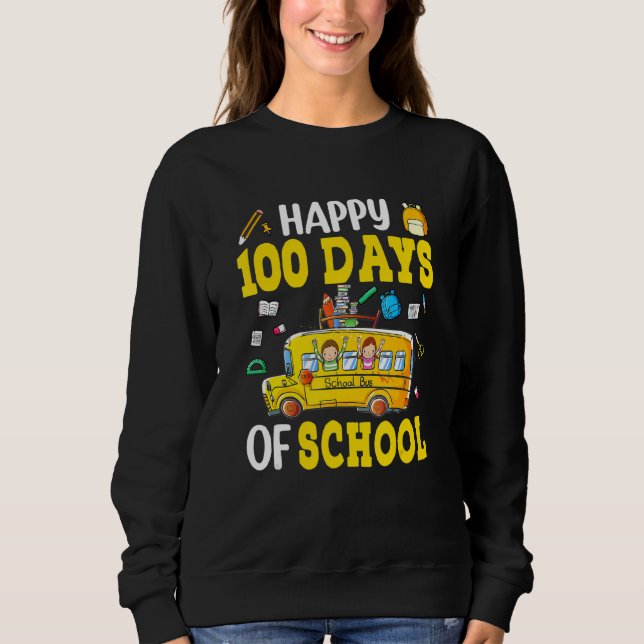 Sudadera 100 Days School Bus 100 Days Of School Boys Kids T (Anverso)