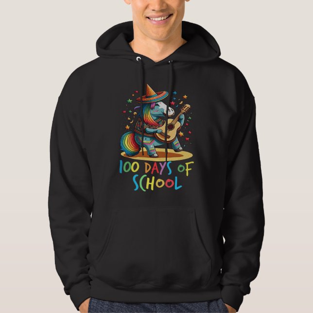 Sudadera 100 Days Smarter 100 Days of School Happy Unicorn (Anverso)