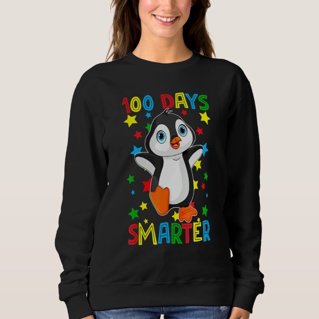 Sudadera 100 Days Smarter 100th Day Of School Cute Penguins (Anverso)