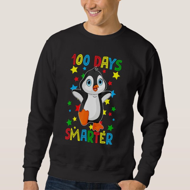 Sudadera 100 Days Smarter 100th Day Of School Cute Penguins (Anverso)