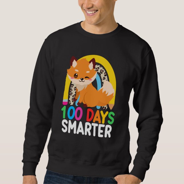 Sudadera 100 Days Smarter Cute Animal Fox 100 Days Of Schoo (Anverso)