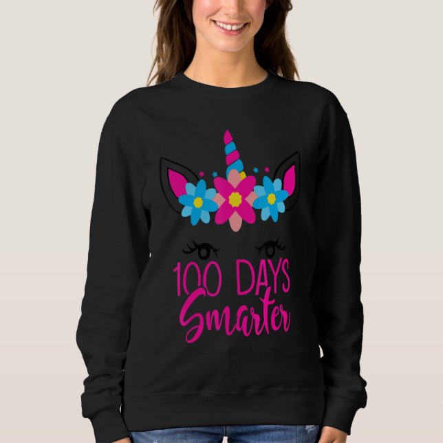 Sudadera 100 Days Smarter Cute Unicorn Face Teacher Student (Anverso)