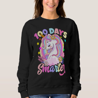 Sudadera 100 Days Smarter Cute Unicorn Teacher Girls 100th 