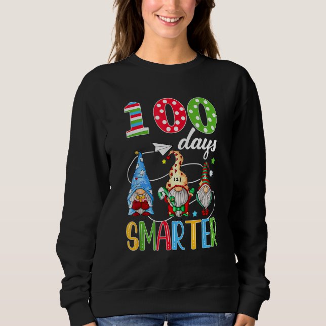 Sudadera 100 Days Smarter Gnome 100th Day Of School Men Kid (Anverso)