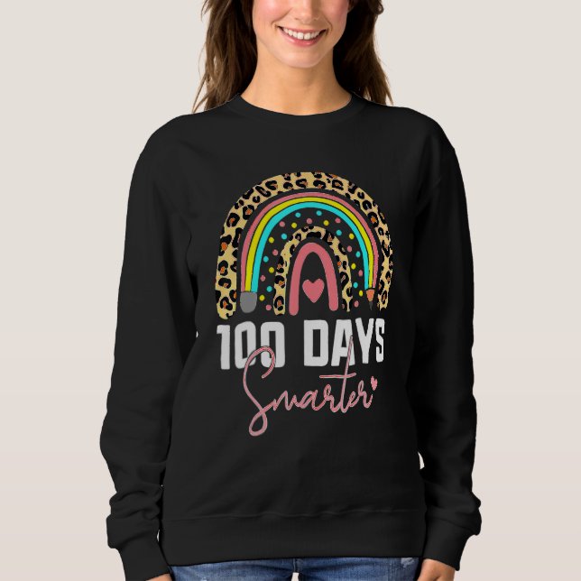 Sudadera 100 Days Smarter Happy 100th Day Of School Rainbow (Anverso)
