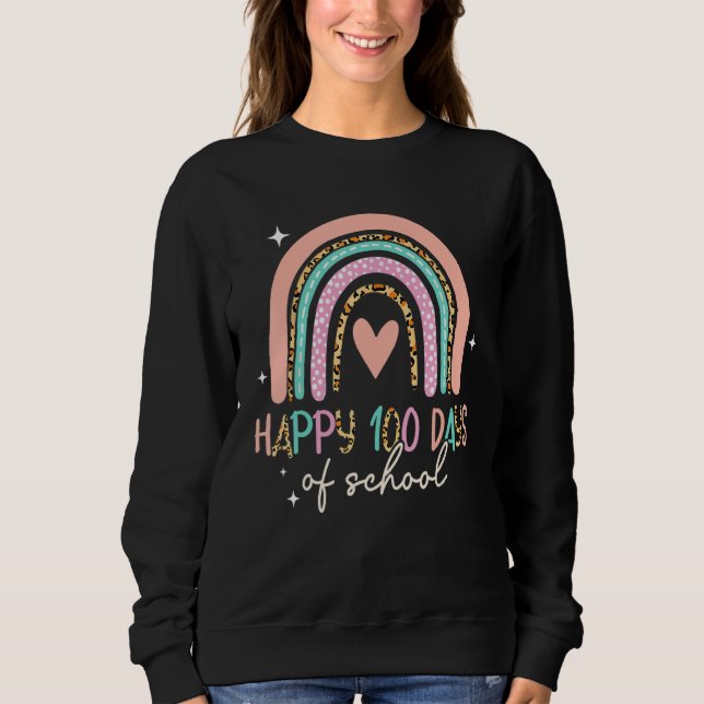 Sudadera 100 Days Smarter Happy 100th Day Of School Rainbow (Anverso)