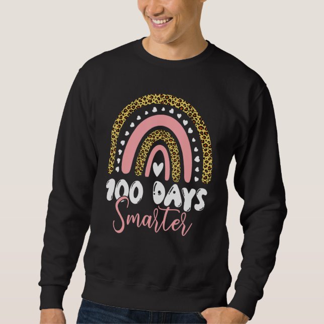 Sudadera 100 Days Smarter Happy 100th Day Of School Rainbow (Anverso)