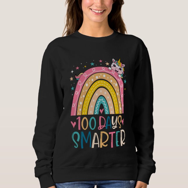 Sudadera 100 Days Smarter Kids Girls Unicorn 100th Day of S (Anverso)