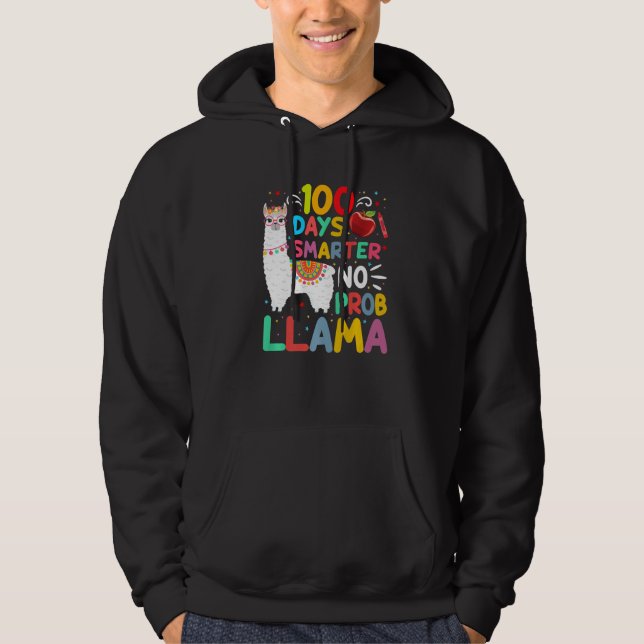 Sudadera 100 Days Smarter No Probllama Llama 100 Days of Sc (Anverso)