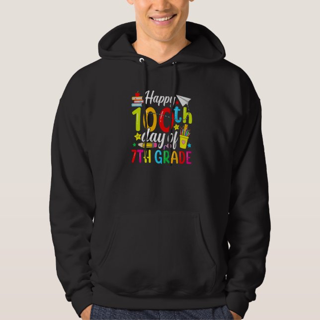 Sudadera 100 Days Smarter Seventh Grade 100th Day Of School (Anverso)